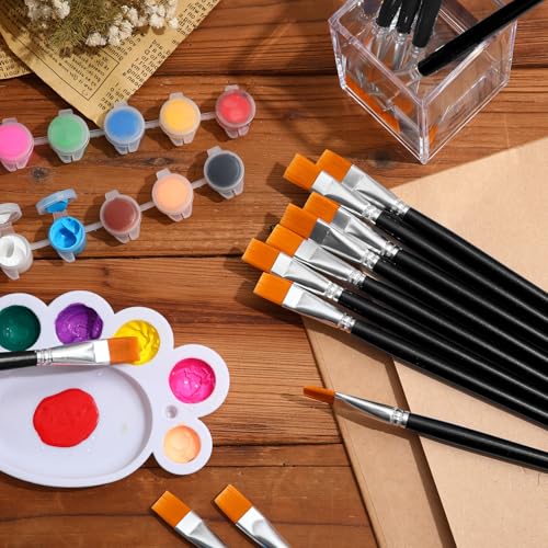Crtiin 60 Bulk 1/2 Inch Flat Paint Brushes for Acrylic Painting (Black) - color: Black, size: 1/2 Inch