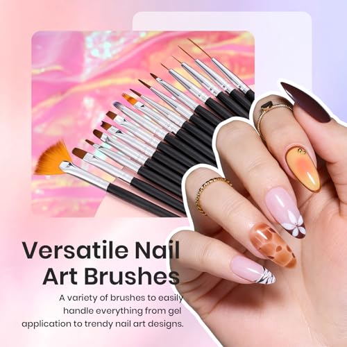 Beetles Nail Art Brushes 31pcs with Case Daul Ended Flower Dotting Tools - color: B - Clear-31