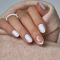 CurvLife Short Oval Press On Nails, Heart Kiss White, Soft Gel - color: C5 - French white