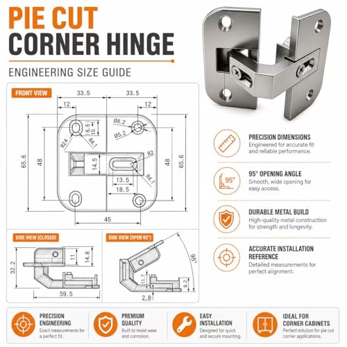 2 Pack 343.90.710 Pie Cut Corner Hinges for Grass Mepla Cabinets - color: 2 Pcs