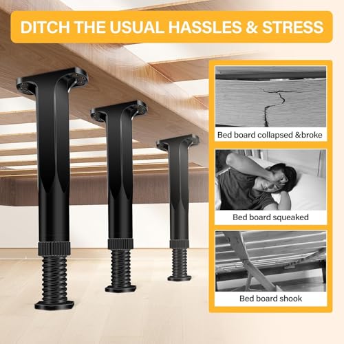 6 PCS Adjustable Height Bed Frame Support Legs - 7.8-14.6inch Bed Slats Support Leg with Screws, Furniture Legs for Bed Frame/Bed Center Slat/Cabinet/Dresser/Table/Sofa/Chair, Bed Replacement Legs - size: 6PCS