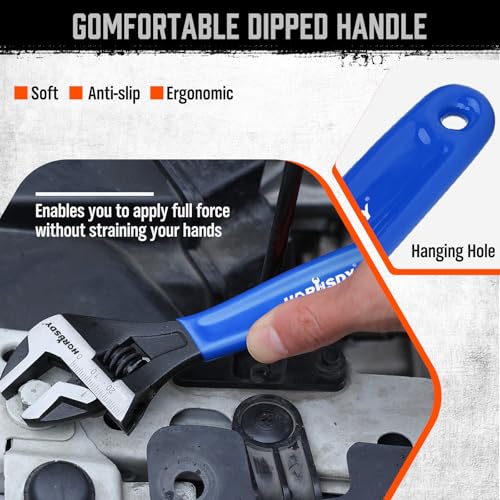 HORUSDY 3-Piece Adjustable Wrench Set (6/8/10 in), Wide Jaw Black Oxide Finish, Cr-V Steel, Metric & SAE Scales, Adjustable Spanner Set for Home Garage Workshop - style: 3PC Wide Jaw Set (6" 8" 10")