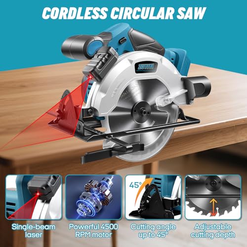 6-1/2 Inch Cordless Circular Saw for Makita 18V Battery, Bare Tool