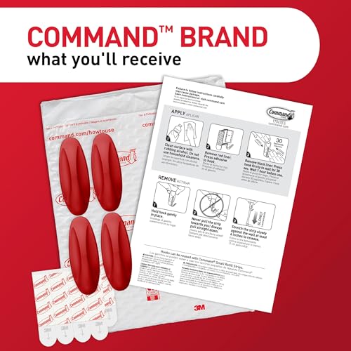 Command Medium Designer Hooks, 9 Hooks, 12 Strips - color: Chili Pepper