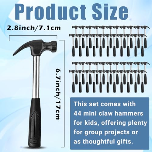 44 Pcs Claw Hammer Bulk with Soft Rubber Handle Multifunction Mini Sledge Lightweight Camping Tools Small Stubby Hammers for Kids Home Jewelry Making Woodworking Craft DIY