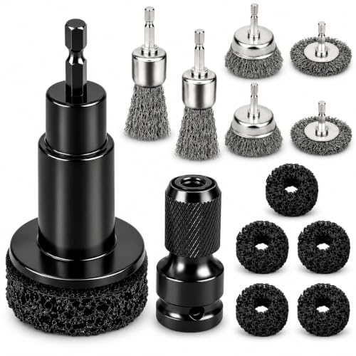 Wheel Hub Cleaning Tool, Brake Rotor Resurfacing Kit - 5 Pads & Coarse Carbon Steel Crimping Wire Wheel Brush, Rust Removal Tool for Car Repair