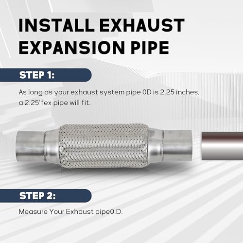 2.25''X8''universal stainless steel Exhaust Flex Pipe with Ends 12" Inch Long Heavy Dutydouble braided bendable exhaust Flex Pipe - size: 2.25''X8''X12''
