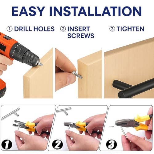 35 Pack Black Cabinet Handles 3 inch, Stainless Steel Drawer Pulls, Precise Hole Spacing ±0.1mm, Complete Screws Included, Rust-Resistant for Kitchen Cabinet Upgrade & Apartment Renovation,5 In Length - color: Matte Black, size: 3 inch Hole Center