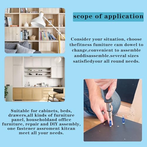 TayFeim124 Pcs Cam Lock Screws and Nuts,Cam Locks for Furniture Hardware Spare Parts, 3 in 1 Cam Connecting Fittings, Bolts dowels, Twist Lock Fasteners for Cabinet Drawer Dresser