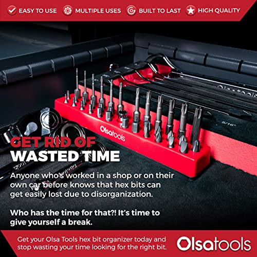Olsa Tools Hex Bit Organizer with Magnetic Base - Professional Quality Hex Bit Holder for Specialty, Drill or Tamper Bits - Red - Part: 1001 - color: Red, size: Small - 1pc