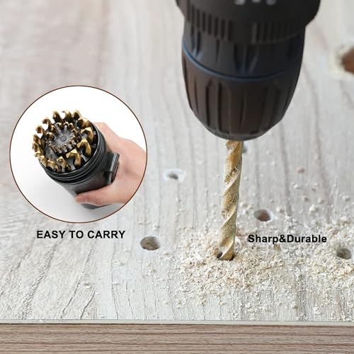 29PCS Drill Bit Set, M2 HSS, 135°Tip, Twist Jobber Length Drill Bit Kit for Hardened Metal, Cast Iron, Stainless Steel with Indexed Round Case,1/16"-1/2" - style: M2-29PCS