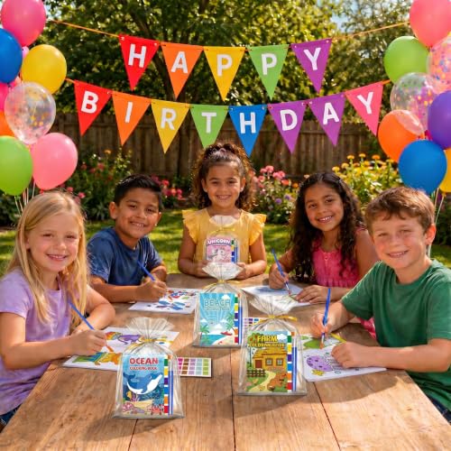 24 Pack Paint with Water Coloring Books for Kids Ages 4-8, Party Favor Kits with Brushes, Birthday Goodie Bag Stuffers, Classroom Prizes, Arts and Crafts Activities, Homeschool Supplies