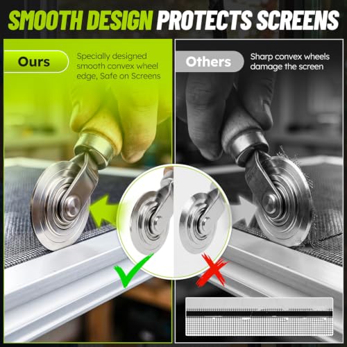 King&Charles Screen Roller Tool,3Replaceable Concave Roller for Window/Door