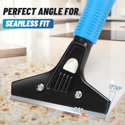 Floor Scraper Heavy Duty, Adjustable 8"-72" Long Handle Razor Blade Scraper Tool, 4 Inch Durable Paint Scraper for Cleaning Floors Walls Tile Glass Adhesive Wallpaper Popcorn Ceiling Gum (2 Pack)