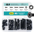 M5 x 10mm 20mm 30mm 40mm, Flat Head Hex Socket Cap Screws Bolts, Countersunk Bolts and Nuts, 10.9 Grade Alloy Steel, Black Oxide, Metric Allen Drive, Fully Thread, Assortment Kit 80PCS - size: M5x10-40mm+Nuts