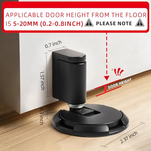 Magnetic Door Stopper, Windproof Floor Door Stop, 1 Pack - color: Matt Black