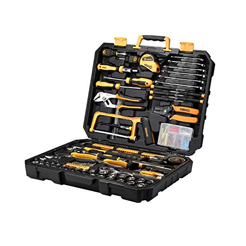 DEKOPRO 198 Piece Home Repair Tool Kit, Wrench Plastic Toolbox with General Household Hand Tool Set