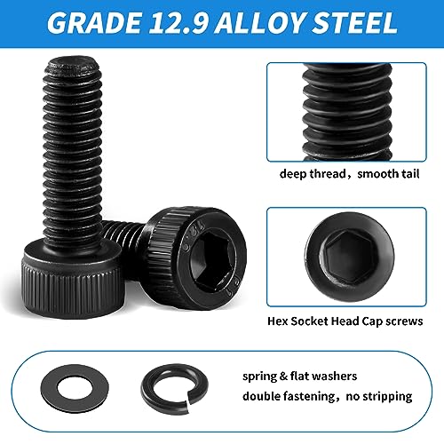 Besitu 1760pcs M2 M3 M4 M5 Metric Screw Assortment, Grade 12.9 Alloy Steel Hex Socket Head Cap Bolts and Nuts Kit, Black Zinc Plated and Anti Rust Screw Set with 4 pcs Hex Wrenches - color: Black-Hex Socket Head Cap