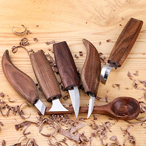 Wood Carving Kit with 6pcs Whittling Knives,Trimming Knife for Woodwork,Chip Carving Knife Kit, Whittling Kit DIY Hobbies for Beginners Adults Kids Hobby - size: 6PCS Flat Handle