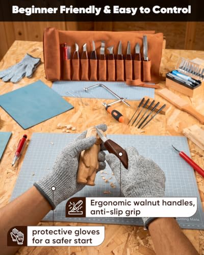 SakerNeo 35PCS Wood Carving Kit Whittling tools Set - color: Brown 35pcs