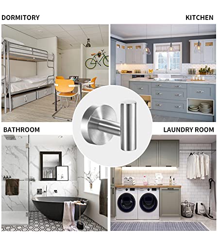 Vuzvuv Silver Brushed Nickel Stainless Steel Towel Hooks (2-Pack) | SUS304, Waterproof, Heavy Duty, Coat Robe Holder, Hooks for Bathroom Kitchen Hotel - color: Silver Wall Mounted