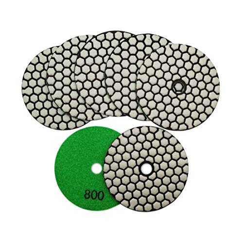 SHDIATOOL 4Inch Dry Diamond Polishing Pads 7PCS 800 Grit for Granite Marble - style: Grit 800