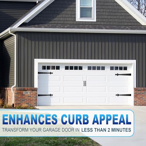 Magnetic Garage Door Hardware,Garage Door Magnetic Decorative Hardware with 4 Hinges + 2 Handles Gave Your Door a New Look,Garage Door Magnets Easy Install,Never Fade Garage Door Handle(Modern Style) - style: Modern