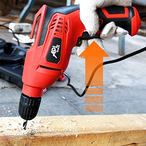 APLMAN 21V MAX Power Cordless Drill Electric Impact Driver/Drill Kit,26pcs Accessories 3/8" All-Metal Chuck 25+1 Torque Setting,2 Variable Speed and LED (Red3)
