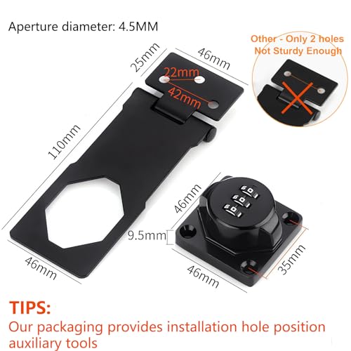 Bifold Double Door Locks - 3 Digit Combination, 90/180 Security Slide Closet Cabinet Door Locks Black 2PCS - color: Black 2Pack