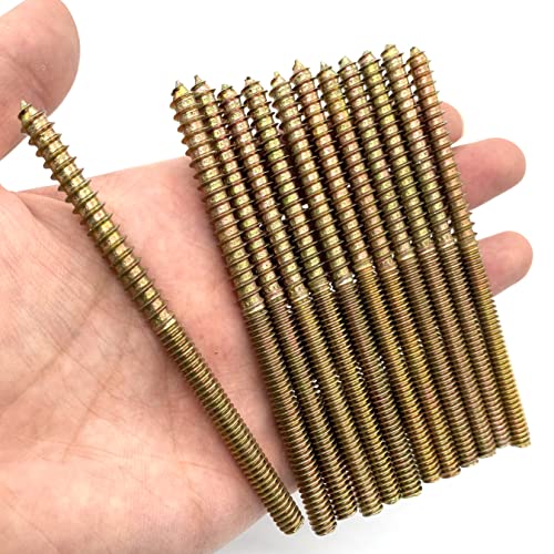 12 Pack 1/4-20 x 4 Inch Hanger Bolts 1/4-20" Double Headed Bolts 1/4 Wood Dowel Screw Self-Tapping Screw Hanger Bolts for Furniture Screws Threaded Rods Bolt 100mm Length - size: 1/4-20"x4"-12PCS