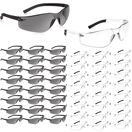 Salfboy 50pack safety glasses for men, Ansi Z87.1 Eye Protection Glasses - color: 118- 25clear+25grey