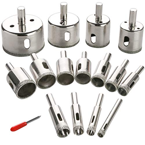 3 otters 15-Piece Diamond Hole Saw Kit for Plant Pots, DIY Gardening & Crafts - Easily Drill Drainage Holes in Ceramic, Terracotta, Glass & Tile, for Gardeners & Hobbyists, (6mm-50mm / 1/4"-2")