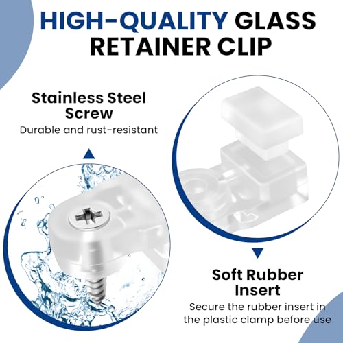 25Pcs Glass Retainer Clips, Clear with Screws, Panel Fixing Clips