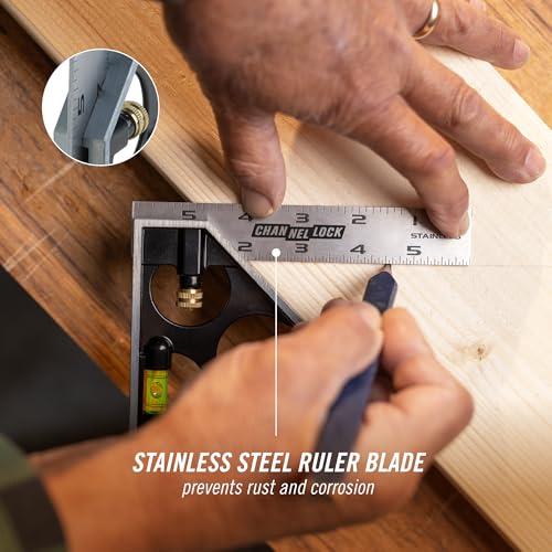 CHANNELLOCK High-Visibility Stainless Steel 6-Inch Combination Square, 8100-006CS