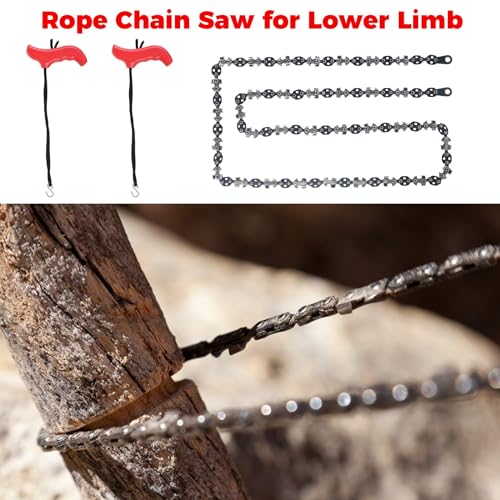 53 Inch Rope Saw High Reach Tree Limb Hand Rope Saw Chains with 68 Teeth & Folding Ropes Chain Saws for Tree Trimming Pocket Chainsaw Gardening Camping Cutting Tool