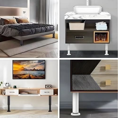 4Pcs White Adjustable 4.7-7.08 Inch Metal Furniture Legs for Cabinet Sofa - color: White, size: 4.7"-7.08"-Set of 4