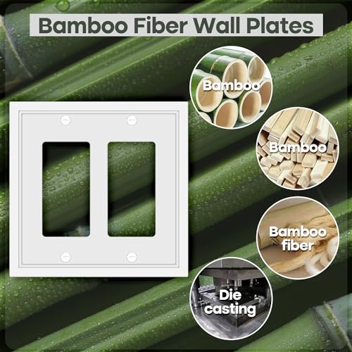 2 Pack Double Decorator Switch Cover Plate-Bamboo Fiber Material - size: 2 Gang Double Decorator