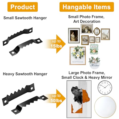 281 Pcs Sawtooth Picture Hangers,Small & Heavy-Duty Wall Hanging Kit,Include 60 Sawtooth Picture Frame Hangers,120 Screws and 100 Nails,Level,2 Sizes for Photo Frame Hooks,Art,Canvas,Picture Hanging
