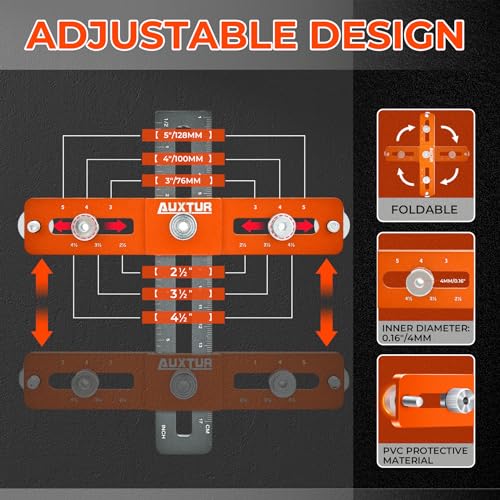 Cabinet Hardware Jig, Adjustable Cabinet Handle Template Tool with Alignment Hole, Punch Locator Drill Guide for Knobs,Handles and Pulls, Cabinet Template Tool for Drawer Cabinet Installation - style: Jig