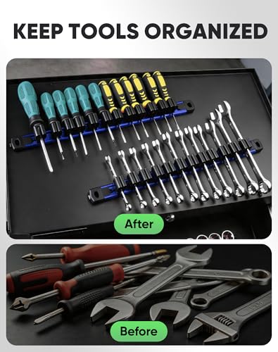 ALOANES Magnetic Screwdriver Organizer 36-Slot Blue 3PC for Toolbox - color: Blue