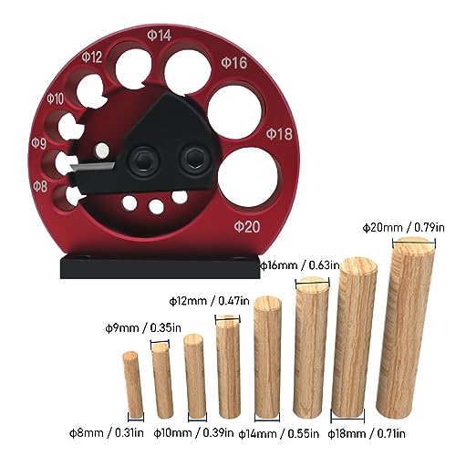 Dowel Maker Jig Kit Round Structure Dowel Maker Jig, Solid Stable Aluminum Alloy emented Carbide Blade Dowel Cutter Plate for Woodworking 8 Holes 8 to 20mm Electric Drill Milling Dowel Auxiliary Tool