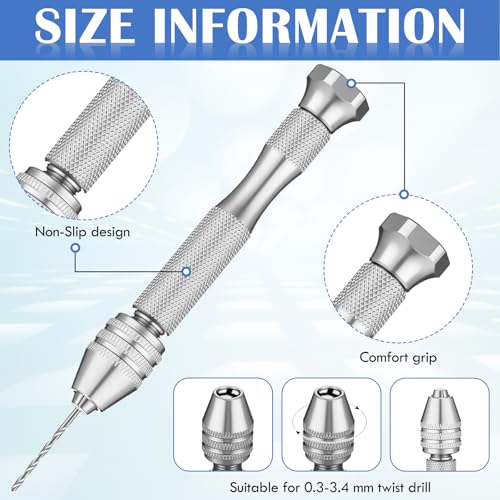 Zhehao 59 Pcs Hand Drill Bits Set Micro Drill Bit Set for Crafts, Silver - color: Silver
