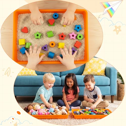 Maitys 15 Pack Plastic Art Trays 12 x 16 Inch Sensory Trays, Orange - color: Orange