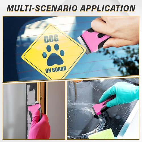 DIYSELF 2 Pack Razor Blade Scraper, Razor Scraper with 10 Spare Blades - color: Pink