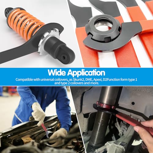 6pcs Coilover Spanner Wrench Set, C-Shape Shock Spanner Hook Wrench Tools - color: 6pcs