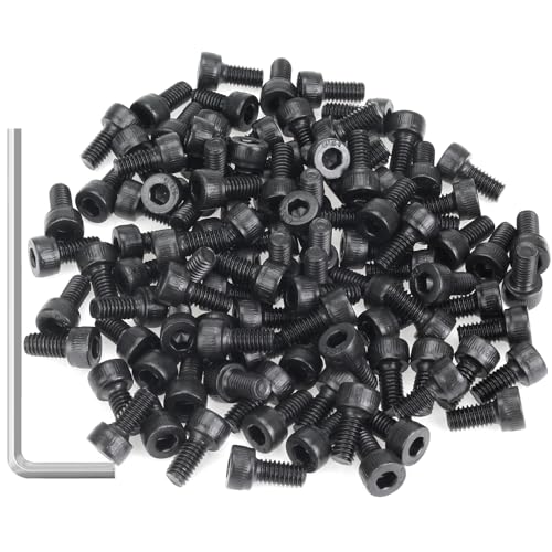 105 Pieces M4 x 8mm Socket Head Cap Screws, Thread Pitch 0.7mm, Sutemribor M4 Black Screws, 12.9 Grade Alloy Steel, Black Oxide Finish, Fully Threaded - size: M4 x 8mm, style: Socket Head