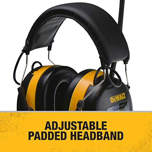DEWALT DPG15 Hearing Protection Earmuffs with AM/FM Radio, LCD Display, 8 Presets, 3.5mm Aux, NRR 25dB