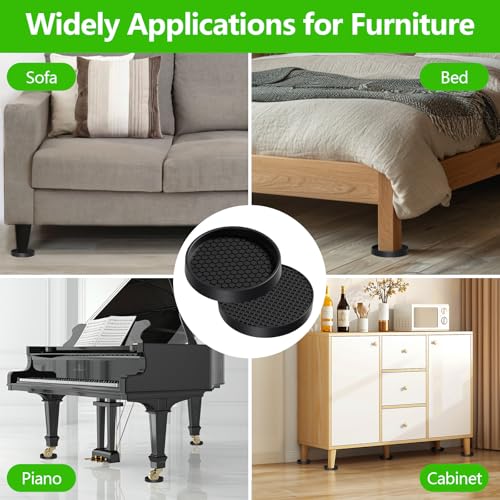 Non Slip Furniture Pads- 3"x3" Round Anti Skid Caster Cups Furniture Coasters, Anti-Sliding Grippers Floor Protectors for Furniture Bed, Couch, Chair Leg, Black(Set of 12) - size: 3" 12pcs Black