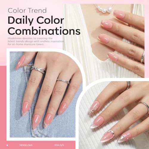 modelones Base Coat Builder Nail Gel, 2 Pcs Clear and Rose Nude Pink - color: Builder Clear Rose