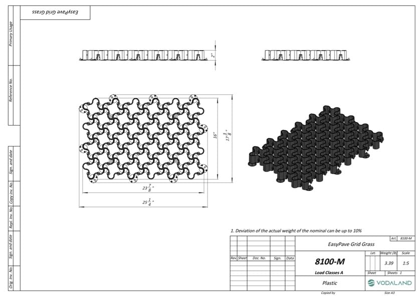 Standartpark Vodaland Permeable Pavers - EasyPave Grass & Gravel Driveway Grid - Load Class A-D, 100% Recycled PPE Plastic Pavers, 2" Depth, 35 Sq Ft/ 14 Units, Black - size: 35 SQ FT